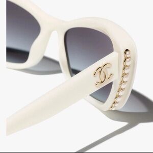 CHANEL CH5481 Cateye Designer  Sunglasses White/Gold
